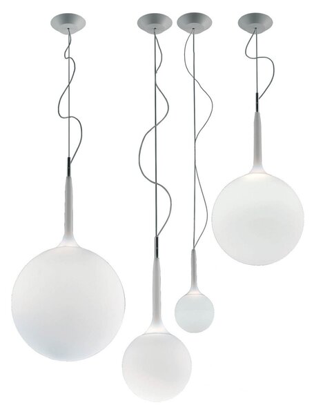 Lustră Pendul Artemide, Castore, reglabil, Alb, Camera de zi, Sticlă, Design