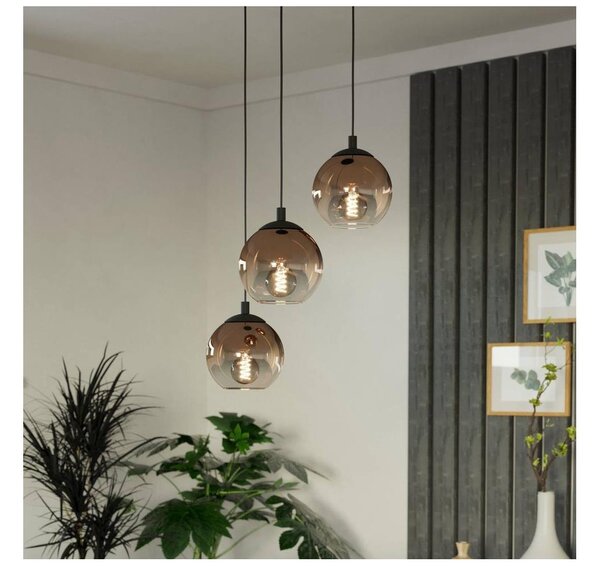 Eglo 901925 - Lustră pe cablu ARISCANI 3xE27/60W/230V negru/bej/fumuriu