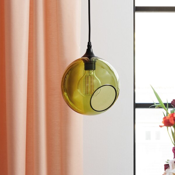 DESIGN BY US Lampă suspendată Ballroom, verde, Ø 20 cm, sticlă, reglabil, Verde, Camera de zi / sufragerie, Sticlă, Design, glob