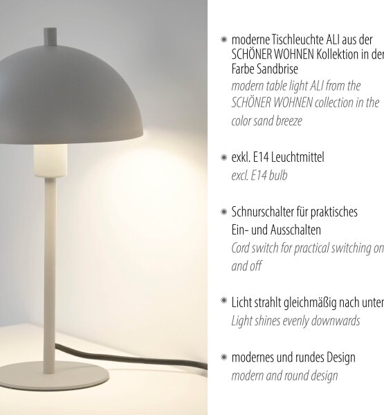 Lampă de masă ALI Schöner Wohnen 11726-39 1xE14/15W/230V, gri