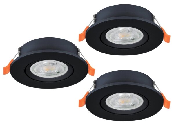 Eglo 902265 - Set 3x spoturi LED încastrate BARRANCO LED/4,8W/230V negru