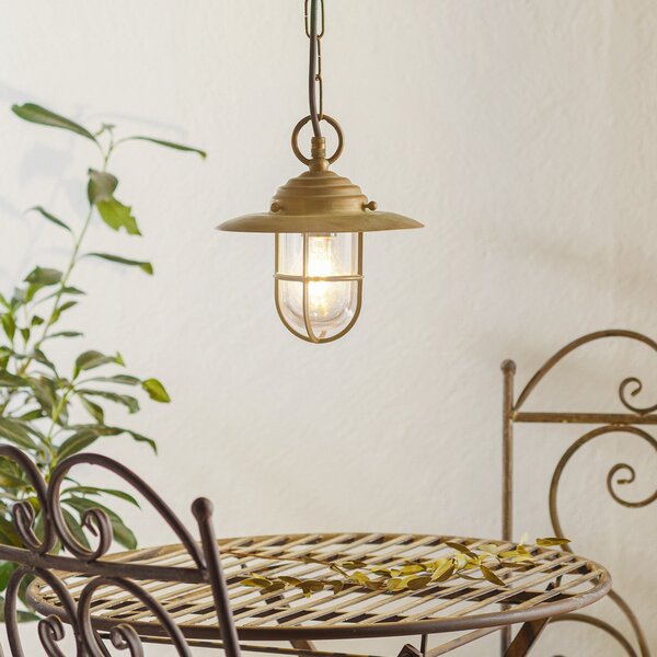 Moretti Luce Lumină suspendată Bruno pentru exterior, alamă antică, reglabil, Bronz / Alamă Veche, Metal, Antichitate