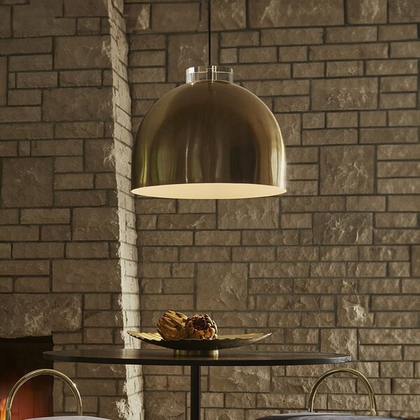 AYTM Lampă suspendată Luceo, rotundă, aurie, Ø 45 cm, reglabil, Auriu / Alamă, Camera de zi / sufragerie, Metal, Design