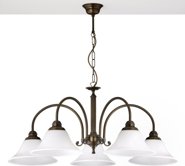 Jupiter 2173 - Lustru suspendat pe lanț ARES 5xE27/15W/230V bronz/patină