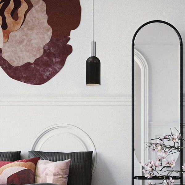 AYTM Lampă suspendată Luceo, cilindrică, neagră, Ø 12 cm, reglabil, Negru, Camera de zi / sufragerie, Metal, Design