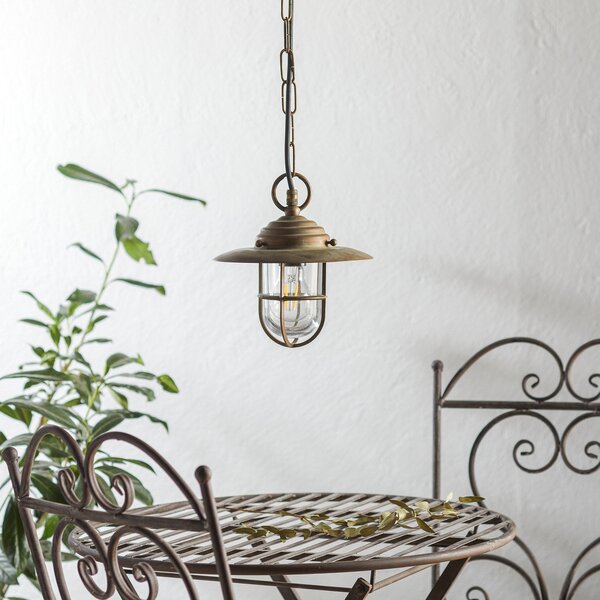 Moretti Luce Lumină suspendată Bruno pentru exterior, alamă antică, reglabil, Bronz / Alamă Veche, Metal, Antichitate
