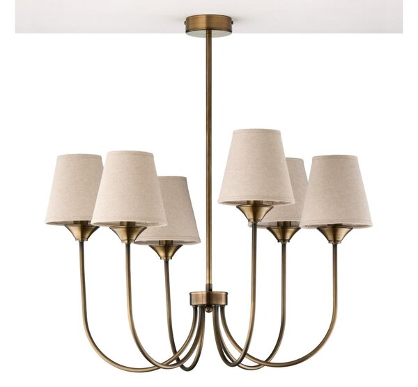 Jupiter 2167 - Lustră pe tijă TILIA 6xE14/11W/230V bronz/bej