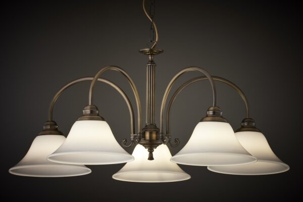 Jupiter 2173 - Lustru suspendat pe lanț ARES 5xE27/15W/230V bronz/patină