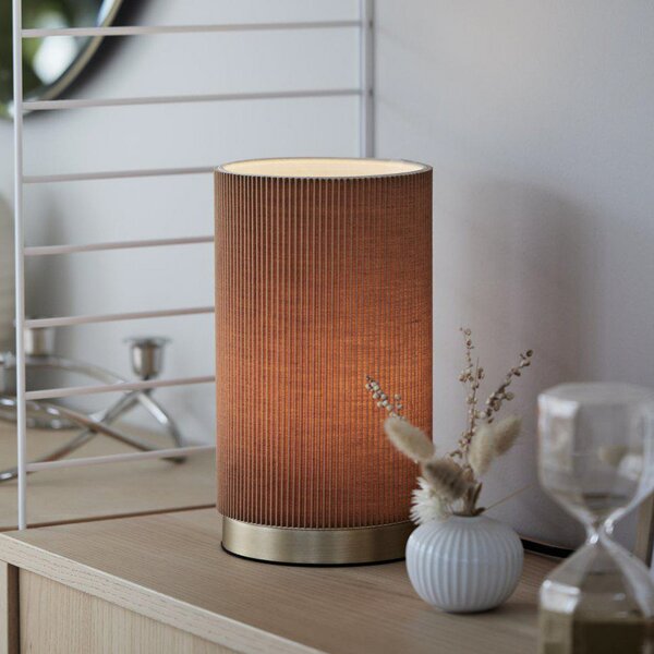 PR Home Lampă de masă Dora, maro, înălțime 25 cm, Maro / Rugină, dormitor, Țesătură / Textil
