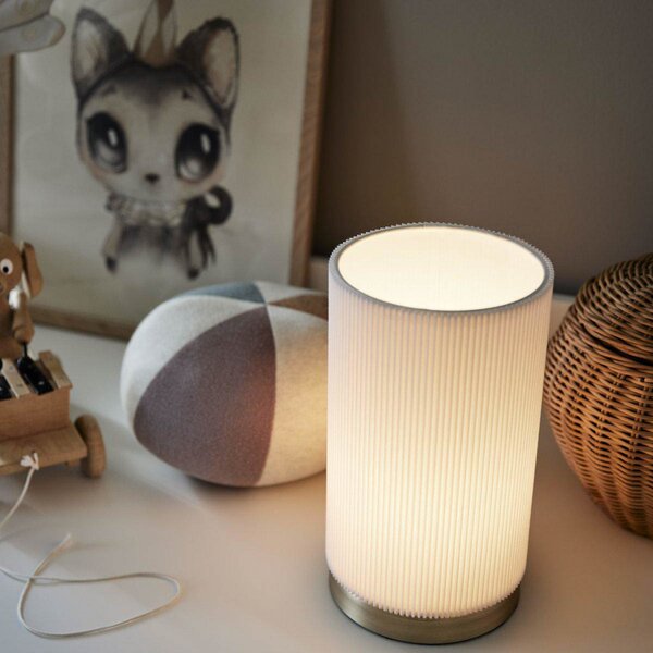 PR Home Lampă de masă Dora, albă, înălțime 25 cm, Alb, dormitor, Țesătură / Textil