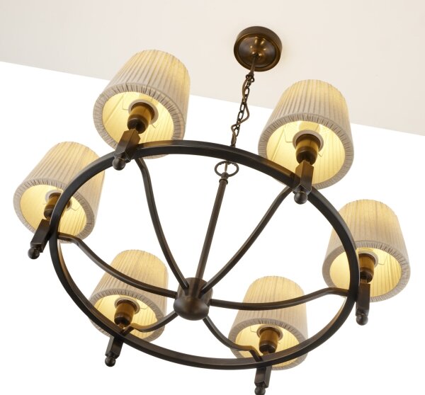 Jupiter 2185 - Lustru pe tijă PIAST 6xE27/15W/230V maro/bej