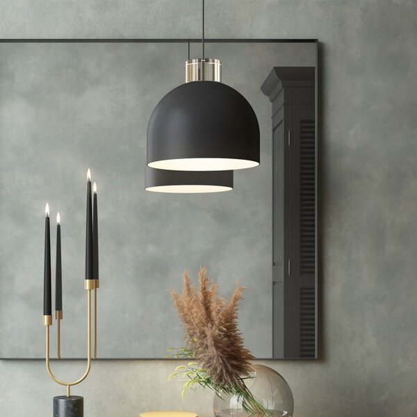 AYTM Lampă suspendată Luceo, rotundă, neagră, Ø 28 cm, reglabil, Negru, Camera de zi / sufragerie, Metal, Design