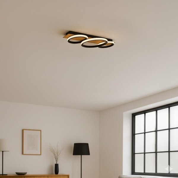 Plafonieră LED ROWENA, 18W, 230V, negru/maro