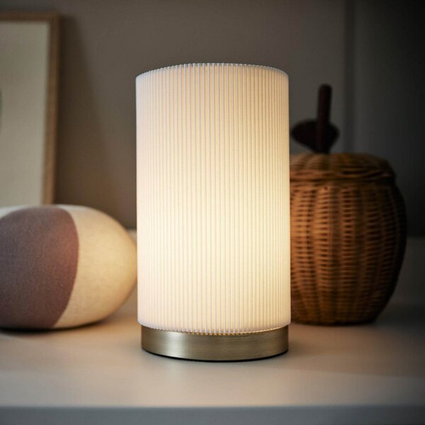 PR Home Lampă de masă Dora, albă, înălțime 25 cm, Alb, dormitor, Țesătură / Textil