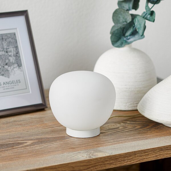 Fabbian Lumi Mochi lampă masă, fără picior, Ø12 cm, Alb, Camera de zi / sufragerie, Sticlă, Design