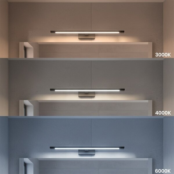 Lumină LED pentru oglindă de baie KLIMT, 12W, 230V, 3000/4000/6000K, 60 cm, IP44, negru