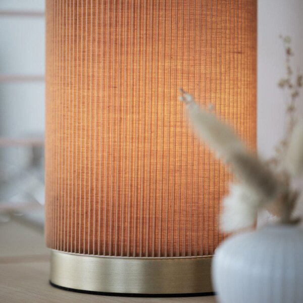 PR Home Lampă de masă Dora, maro, înălțime 25 cm, Maro / Rugină, dormitor, Țesătură / Textil