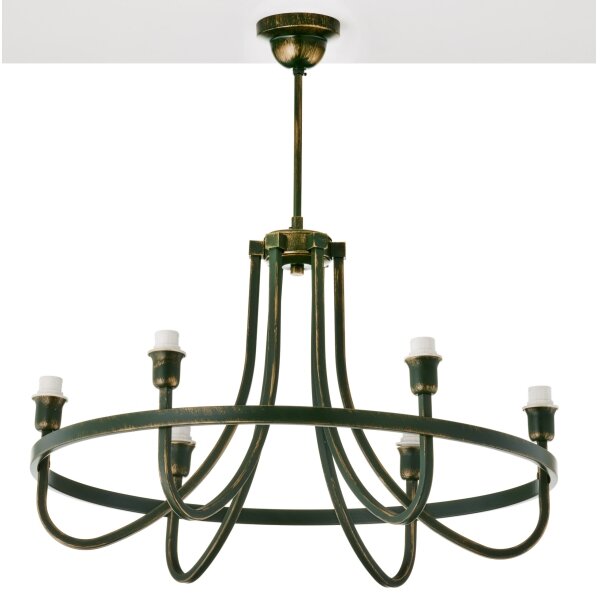 Jupiter 2183 - Lustru pe tijă LIWIA 6xE14/15W/230V verde/patină