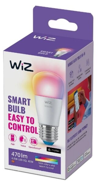 Bec LED RGBW dimabil WiZ P45 E27/4,9W/230V 2200-6500K CRI 90 Wi-Fi