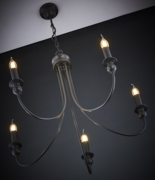 Jupiter 2172 - Candelabru suspendat pe lanț WERONA 5xE14/11W/230V negru