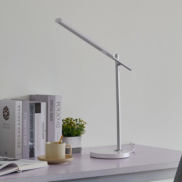 Lampă de masă Lindby, Valtorin, reglabil, Alb, Studiu / Birou, Plastic, Modern