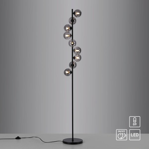 Schöner Wohnen 14506-18 - Lampadar LED DUBAI 9xG9/3W/230V negru/fumuriu