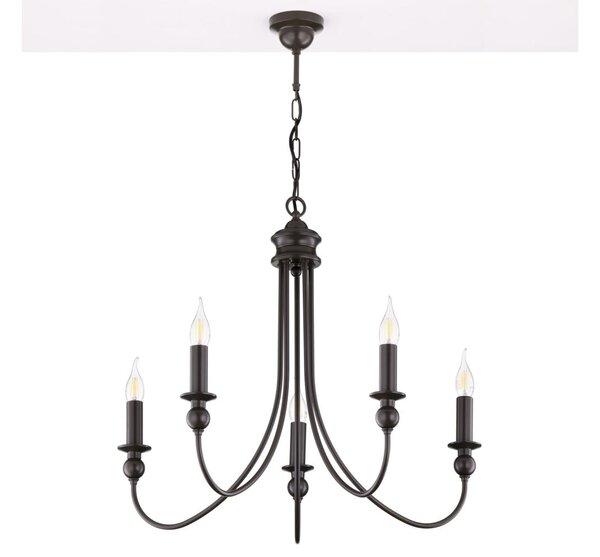 Jupiter 2172 - Candelabru suspendat pe lanț WERONA 5xE14/11W/230V negru