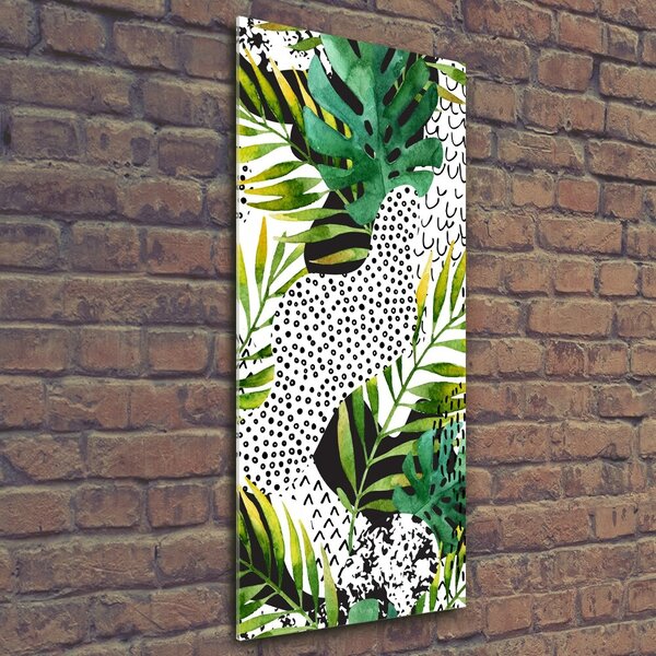 Tablou Printat Pe Sticlă frunze tropicale
