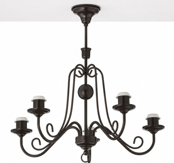 Jupiter 2187 - Lustră pe tijă ARKADA 5xE27/15W/230V negru/alb