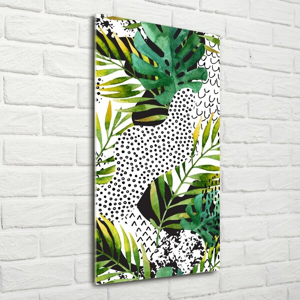 Tablou Printat Pe Sticlă frunze tropicale