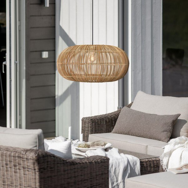 PR Home Zuri, corp de iluminat pentru exterior, Ø 51 cm, rattan, priză, Lemn, Lemn, Modern