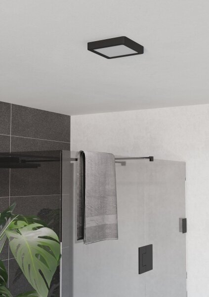 Eglo 901328 - Plafonieră LED FUEVA pentru baie, 7W, 230V, 15x15 cm, IP44, neagră