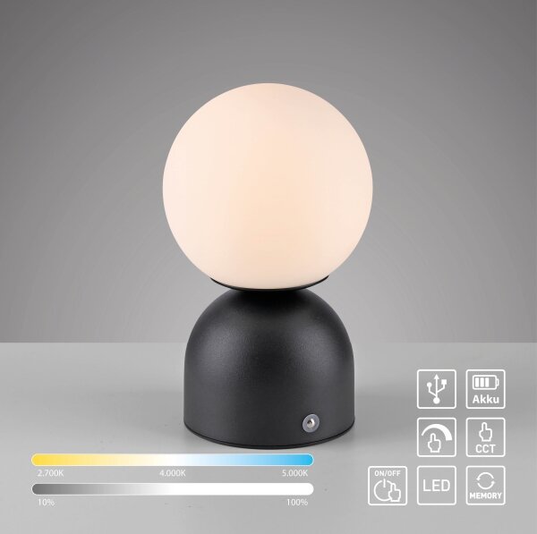 Schöner Wohnen 19218-18 - Lampă de masă LED RUDI, cu dimmer, LED/1,2W/5V, neagră