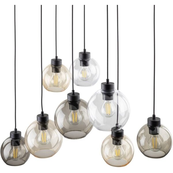 BRILAGI - Lustră suspendată pe cablu QUADRA 8xE27/60W/230V negru/bej fumuriu/transparent
