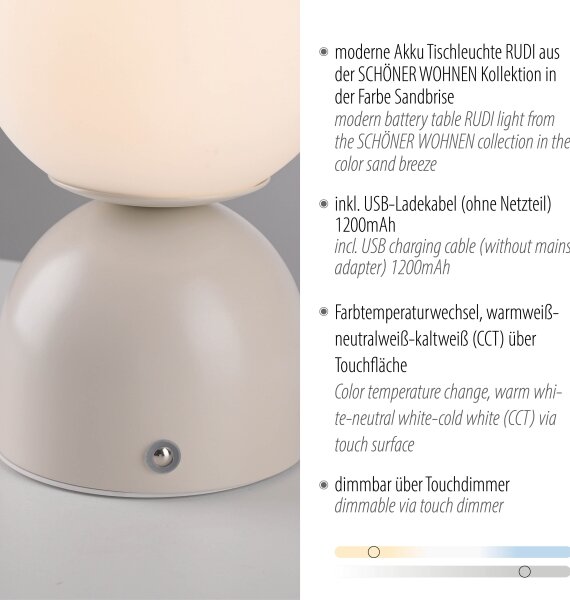 Lampă de birou LED RUDI, reglabilă, 1,2W/5V, gri - Schöner Wohnen 19218-39