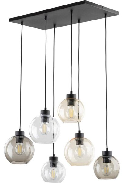 BRILAGI - Lustră suspendată pe cablu QUADRA 6xE27/15W/230V negru/fumuriu bej/transparent