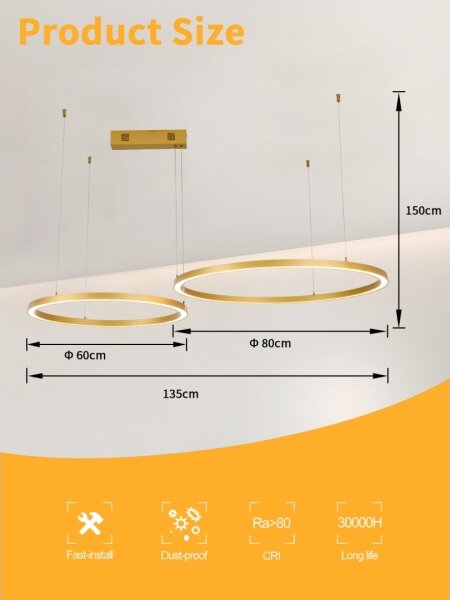 Lustră LED dimabilă Immax NEO 07218L FINO 93W/230V 60/80 cm auriu Tuya + telecomandă