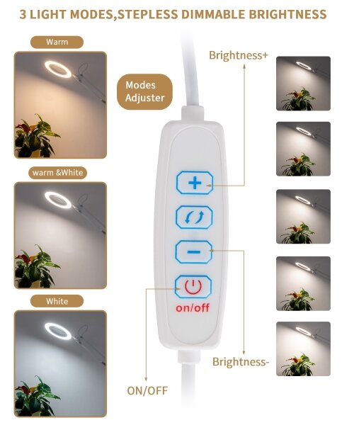 Lampă LED dimabilă de masă cu lupă LED/12W/5V 3000/4200/6000K alb Brilagi