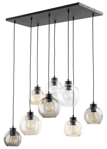 BRILAGI - Lustră suspendată pe cablu QUADRA 8xE27/60W/230V negru/bej fumuriu/transparent