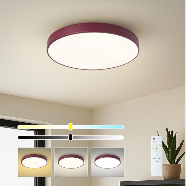 Brilagi-LED Plafonieră LED POOL, dimmabilă, 48W/230V, 3000-6000K, 40 cm, burgund + telecomandă