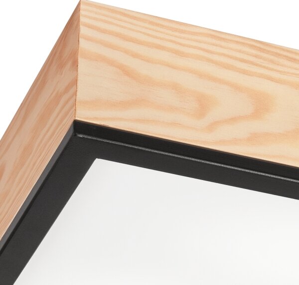 Plafonieră NATURAL SQUARE 2xE27/15W/230V 31x31 cm pin/negru