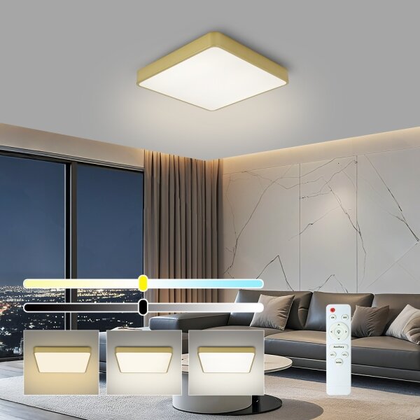 Brilagi-LED Plafonieră LED dimabilă POOL 48W/230V 3000-6000K 50x50 cm aurie + telecomandă