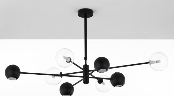Lustră pe tijă Jupiter 1996 MOKA 4xGU10/10W/230V + 4xG9/10W/230V negru/transparent
