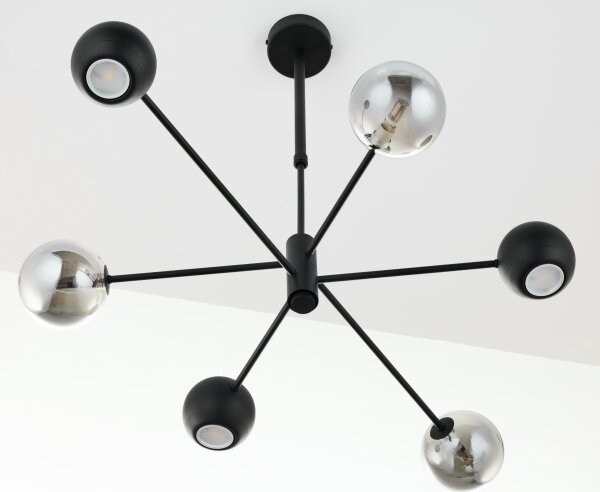 Lustră pe tijă Jupiter 1974 MOKA 3xGU10/10W/230V + 3xG9/10W/230V negru/crom