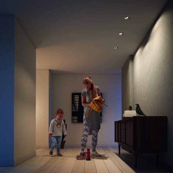 Philips 50393/17/PN - Set 3x spoturi LED RGBW încastrate, reglabile, cu 1x GU10/4,8W/230V, crom + telecomandă