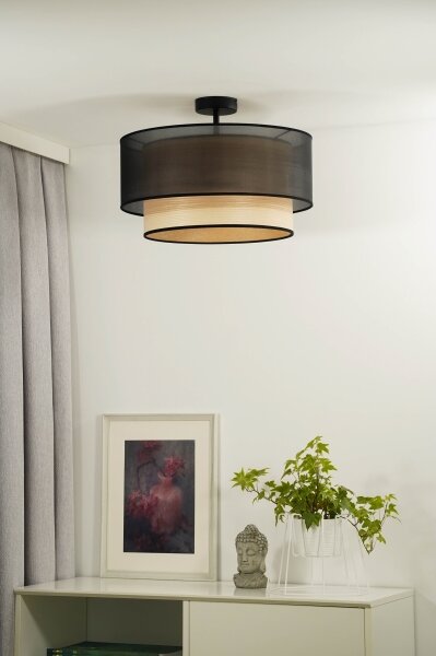 Lustră aplicată WOOD Duolla BOHO 1xE27/15W/230V d. 45 cm negru/bej
