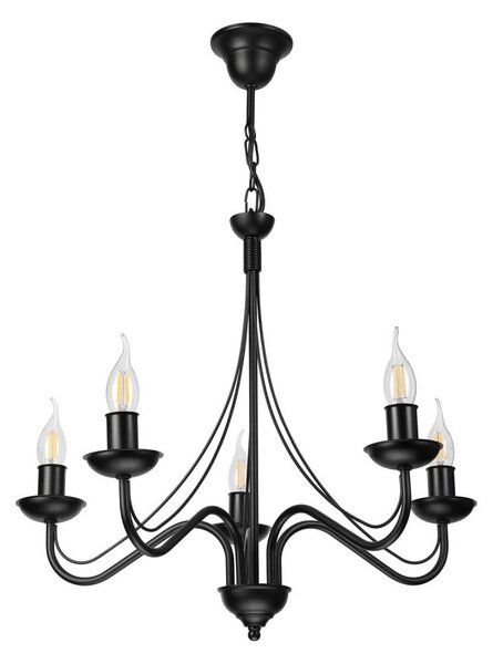 Candelabru cu lanț ANTON 5xE14/15W/230V negru