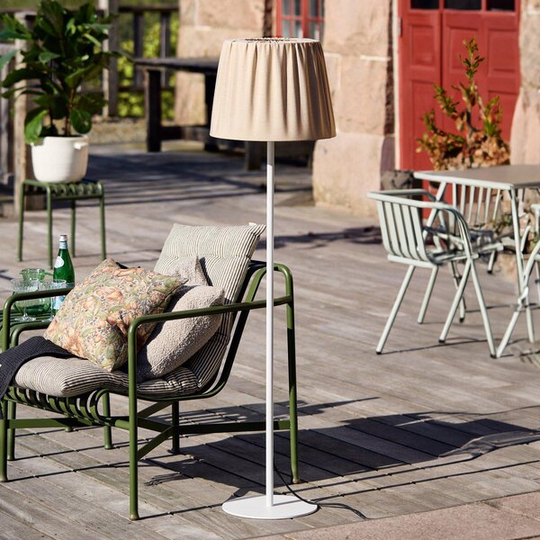 PR Home lampă de podea pentru exterior Agnar, alb/maro, 140 cm, Alb, Țesătură / Textil