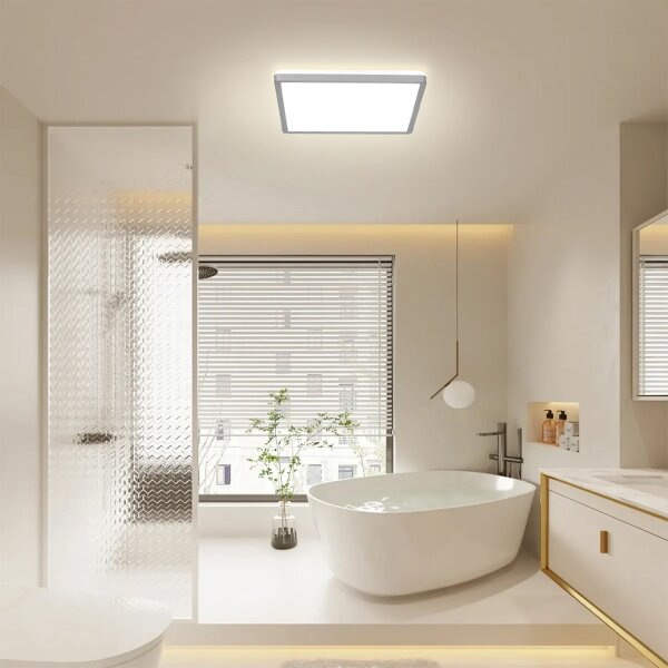 Brilagi - Plafonieră LED pentru baie ULTRA SLIM, 24 W, 230 V, 42x42 cm, argintie, IP54