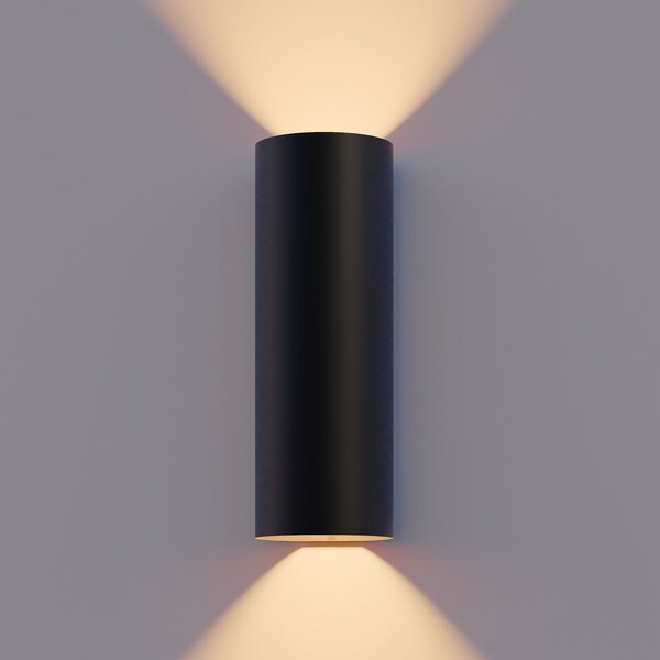 Calex LED lampă de perete pentru exterior Rotund, sus/jos, înălțime 23 cm,, Negru, Aluminiu, Modern, Priză de perete sus / jos